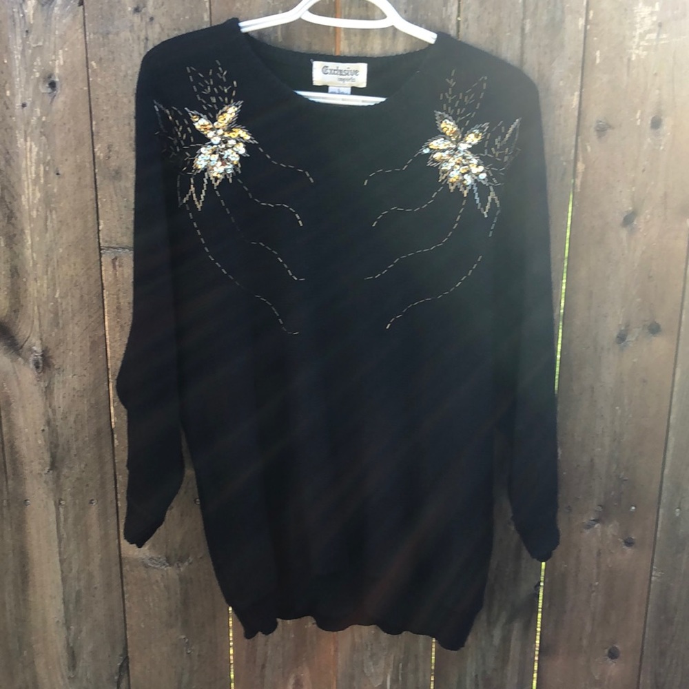 Vintage 1960s Exclusive Imports embellished women’s sweater size Large